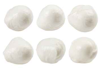 Mozzarella cheese isolated on white background, full depth of field