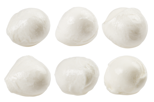 Mozzarella cheese isolated on white background, full depth of field