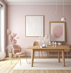 living room interior design mock up, minimal and functional apartment design mock up, Generative AI