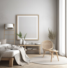 living room interior design mock up, minimal and functional apartment design mock up, Generative AI