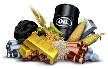 Commodity Business And Commodities and economic goods and natural resources or goods to trade or exchange as a stock market trading as crude oil coffee copper gold