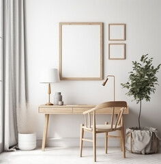 Fototapeta na wymiar living room interior design mock up, minimal and functional apartment design mock up, Generative AI