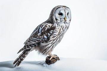 an owl sitting on a snowy branch. Generative AI
