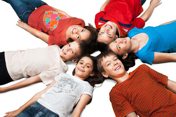 Portrait of Children Lying Down in Circle