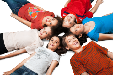 Portrait of Children Lying Down in Circle