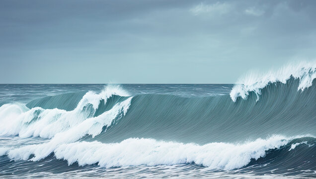 Waves crashing on shore Generative AI