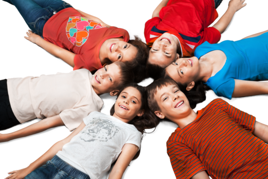 Portrait of Children Lying Down in Circle