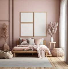 living room interior design mock up, minimal and functional apartment design mock up, Generative AI