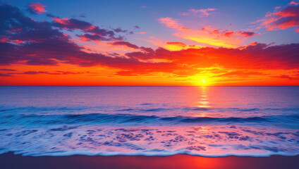 Fototapeta na wymiar A Captivating Sunset Over the Ocean Generative AI