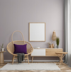 living room interior design mock up, minimal and functional apartment design mock up, Generative AI