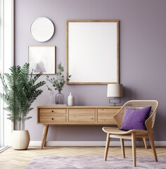 living room interior design mock up, minimal and functional apartment design mock up, Generative AI