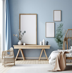 living room interior design mock up, minimal and functional apartment design mock up, Generative AI