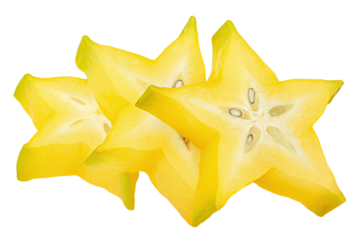 carambola, starfruit, isolated on white background, full depth of field