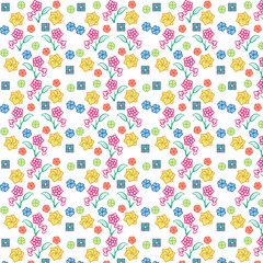 Seamless pattern with flowers on a white background.
