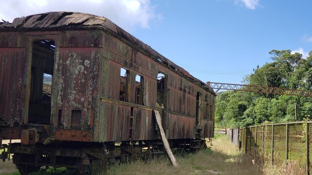 View of the Paranapiacaba village with the old train station on a sunny day