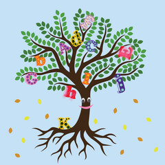 A cartoon tree with the word money on it