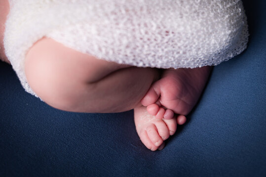 Newborn small feet. Close up baby feet. Newborn photography