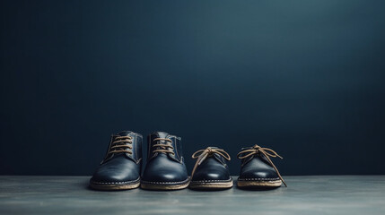 Mens Shoes and Feet with Small Childs Shoe Alongside It - Fathers and Sons - Fathers Day Theme - Generative AI