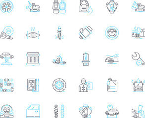 Tech industry linear icons set. Artificial Intelligence, Mobile, Cloud, Virtual Reality, Blockchain, Cybersecurity, Algorithms line vector and concept signs. Automation,IoT (Internet of Generative AI