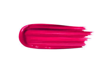 Smear of lipstick, lip gloss, paint, pink. Isolated on a white background.
