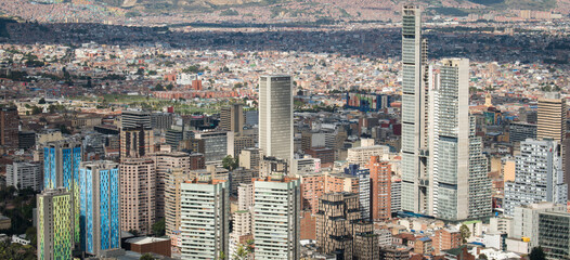 Landscape of high buildings in Bogota, Colombia