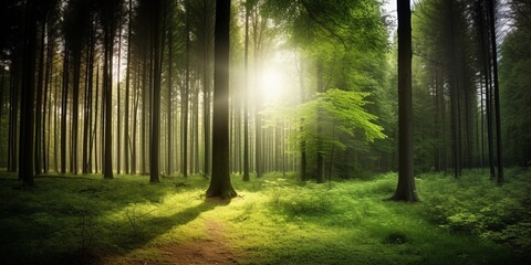 sun rays in the forest