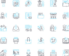 Writing instruments linear icons set. Pen, Pencil, Marker, Highlighter, Quill, Brush, Chalk line vector and concept signs. Crayon,Calligraphy,Fountain outline illustrations Generative AI