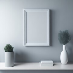 interior of a white room with mockup frame