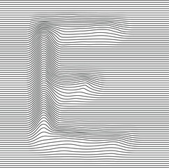 letter alphabet illusion with lines waves