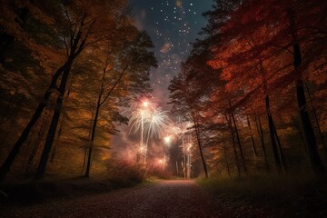 fireworks in the woods