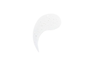 A beautiful flowing smeared drop of transparent gel texture. on a white background.