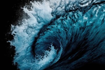 Powerful Blue Wave in the Ocean. Generative AI