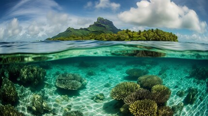 Fototapeta na wymiar Bora Bora's Pristine Coral Gardens