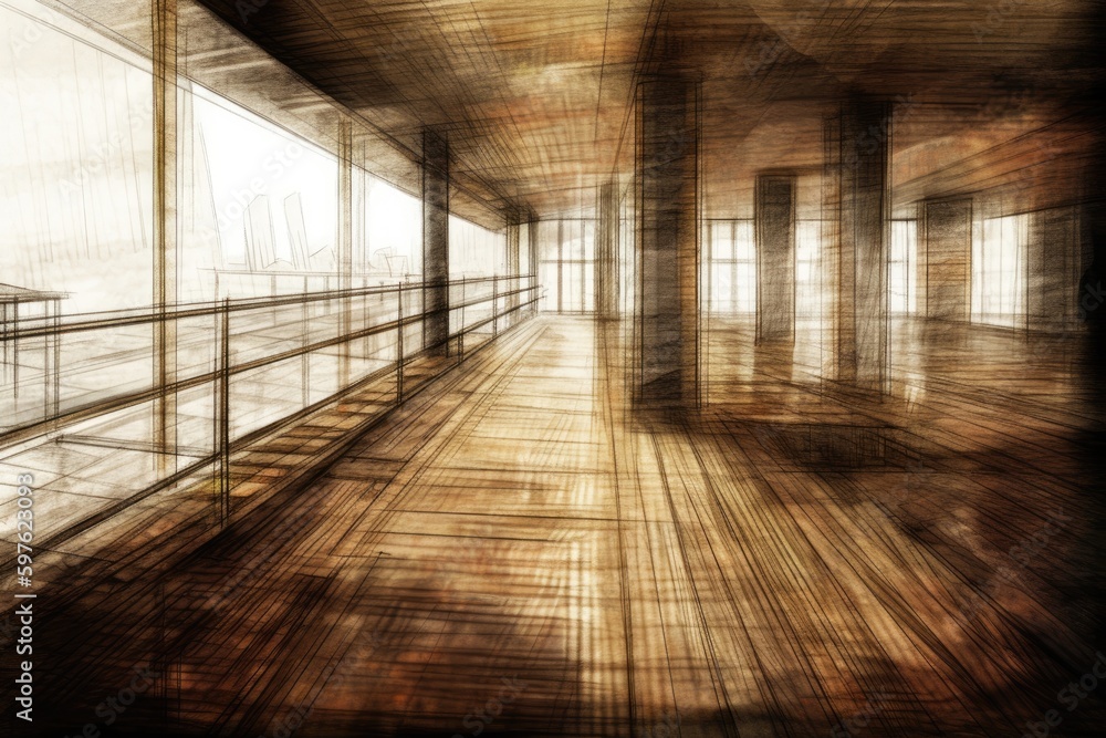 Poster an empty room with blurred details. generative ai