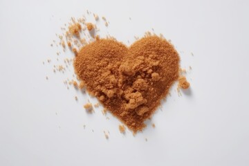Heart shaped brown sugar on a white table - generative ai