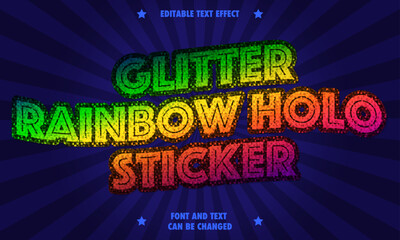 glitter rainbow holographic sticker editable text effect