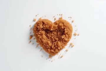 Sweat brown sugar in a heart shape on a white table - generative ai