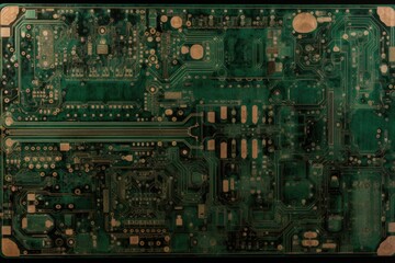 Fototapeta premium close up of a green circuit board. Generative AI