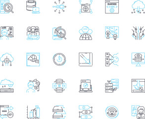Social presence linear icons set. Engagement, Community, Connectivity, Persona, Integration, Visibility, Authenticity line vector and concept signs. Influence,Personality,Accessibility Generative AI