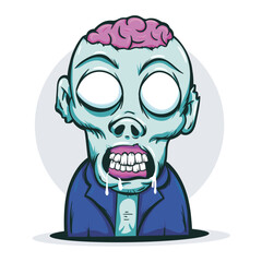 A illustration cartoon style of a zombie