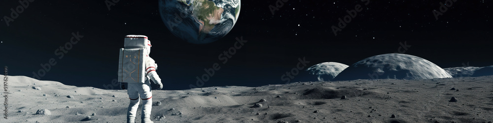 Aufkleber an artist's rendering of a space station on the moon. ai generative image