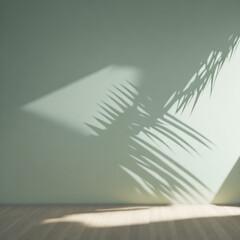 Shadow of palm leaves on beige background