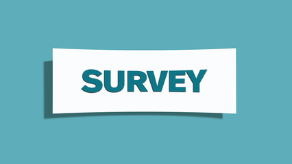 Survey. Word in white text, isolated on Cyan background.