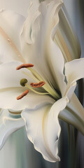 An extreme close up of a beautiful lily oil painting. AI generative