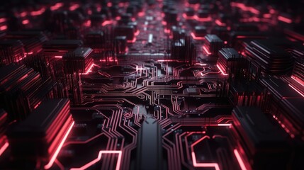 3D Renderings of Seamless Electronic Circuit Boards and Electrical Engine.Generative AI illustration