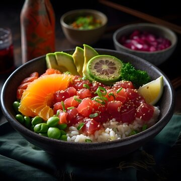  A Photo of a Colorful and Vibrant Bowl of Poke