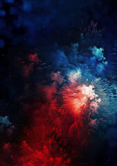 Obraz na płótnie Canvas Blue, red, white, firework, Independence Day Abstract Poster background, copyspace. AI generative