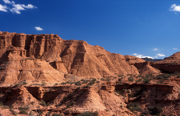 argentina mountains arid desert, eroded geological formation, tertiary period archeological park,...