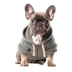 French bulldog dressed in sweater. Generative AI