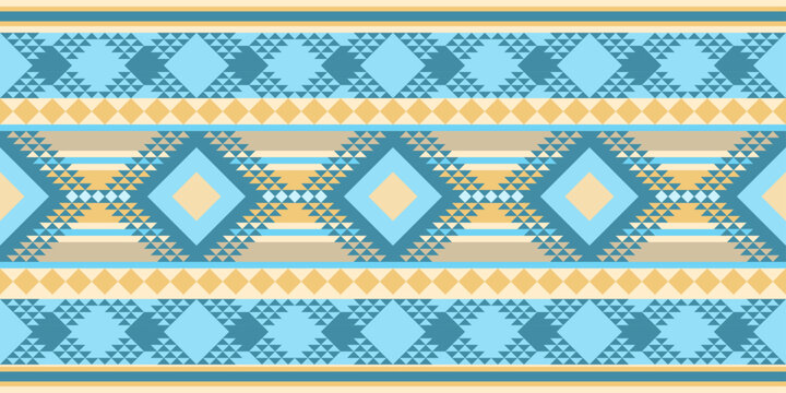 Southwest  western design style in a seamless repeat pattern - Vector Illustration